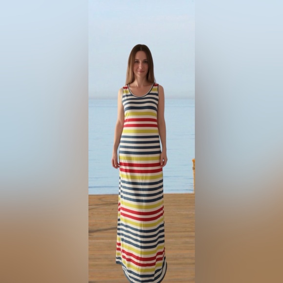 RACHEL Rachel Roy Striped Print Scoop Neck Sleeveless Maxi Dress ( XL ) NWT $109 - Picture 8 of 13